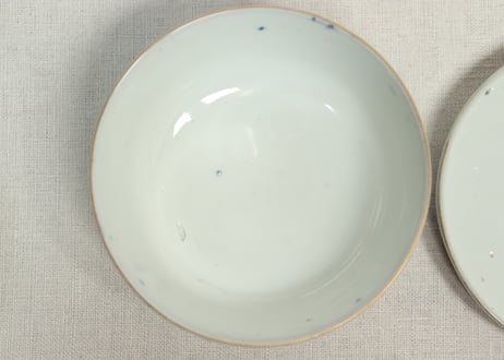 明治前期色絵市松に松竹梅図蒸茶碗②窯傷