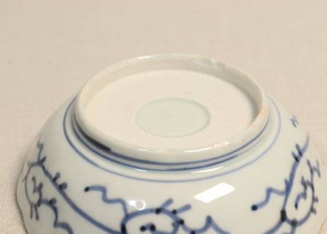 江戸幕末金彩染付松竹梅に鶴亀図なます皿②フリモノ
