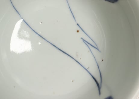 江戸後期染付大根図蓋茶碗5客組 内1客ノミホツ