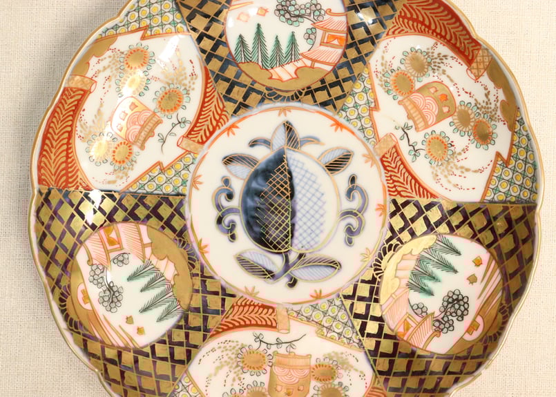藍色山水画 大皿 IS-1 伊万里 染付 山水文皿 Imari blue and white landscape