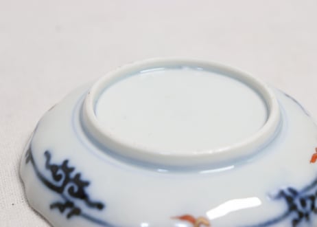 明治前期色絵松竹梅に鶴亀図通り物小皿