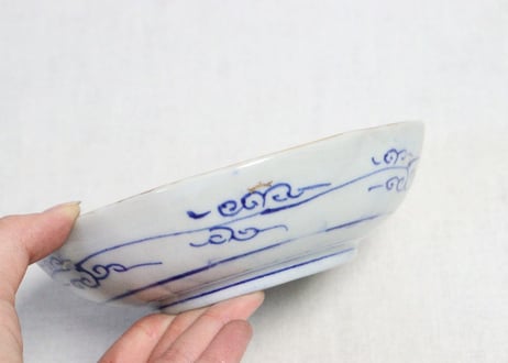 明治後期～大正色絵桜と水仙図なます皿