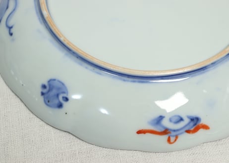 明治前期色絵六方花図7寸皿