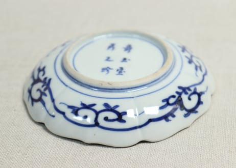明治前期大聖寺焼色絵十二方花図小皿　5客組