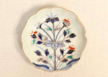 江戸後期色絵草花図小皿 5客組