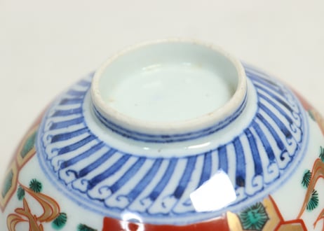 明治前期色絵柳に鮎図蓋茶碗①