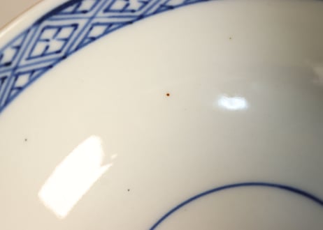 明治前期色絵若松と牡丹図飯茶碗