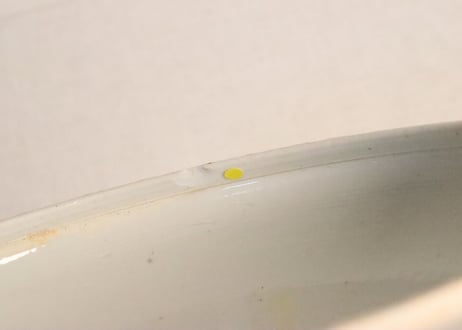 江戸幕末染付菱花と唐草図食籠 蓋ホツ,身あたり傷