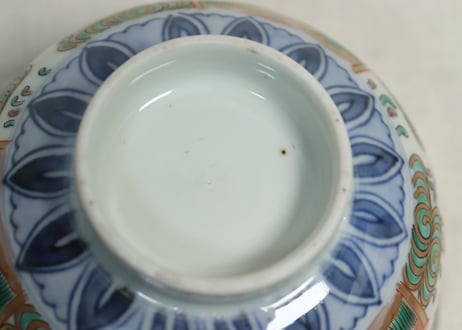 明治前期色絵獅子牡丹と人物図通り物飯茶碗①