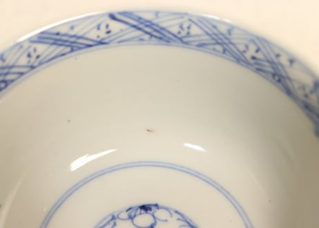 明治前期染付桜図飯茶碗①