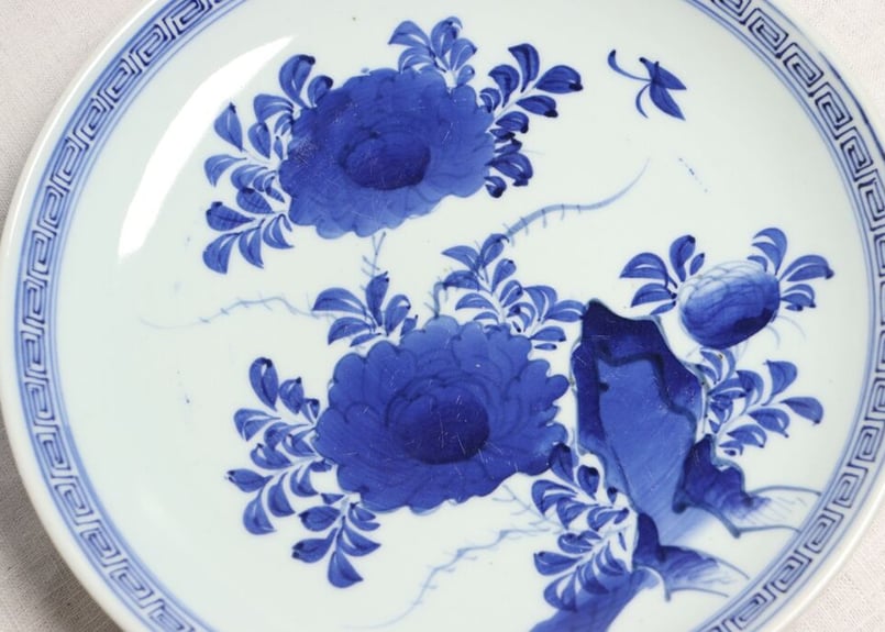 江戸幕末染付牡丹図9寸皿 | 吉祥寺PukuPuku