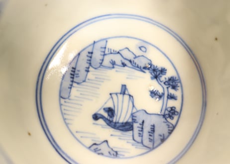 明治前期色絵菖蒲と花図向付　フリモノ
