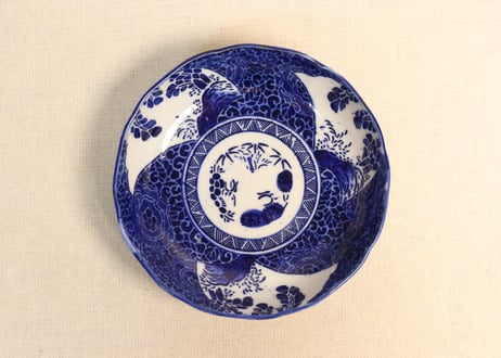 明治　印判皿　月うさぎ 明治 印判皿 月うさぎ 工芸品