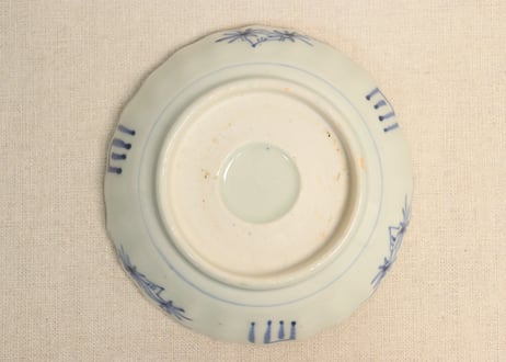 江戸幕末染付四方に花図イゲ縁なます皿①少フリモノ