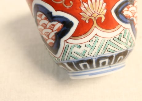 江戸後期色絵三方に青海波図向付①