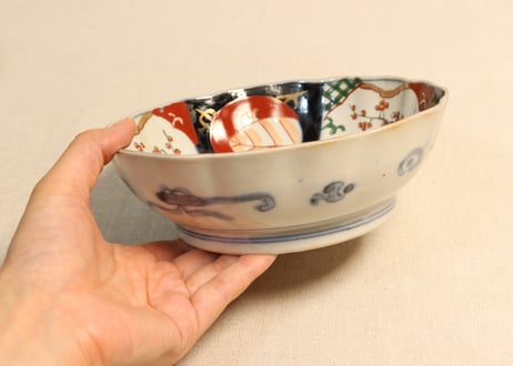明治前期色絵桃と梅図大なます皿