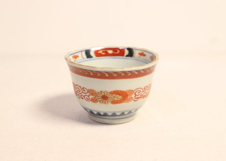 江戸幕末色絵四方に菊と唐草図向付 5客組
