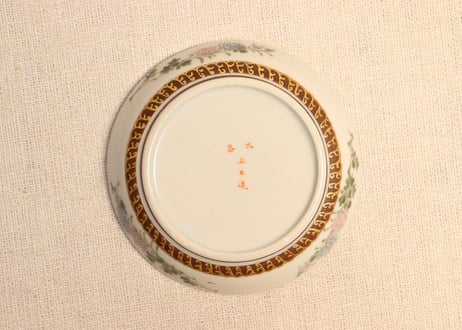 明治前期九谷焼色絵家風景図通り物豆皿①