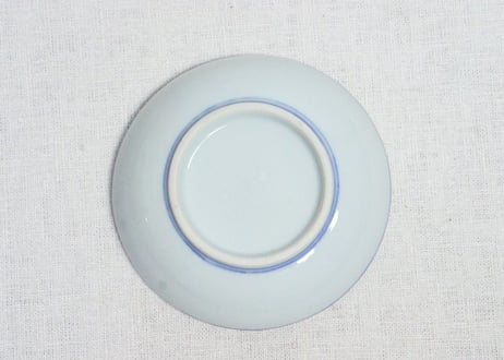 明治後期～大正銅判舟と三方に兎図小皿③　小ホツ