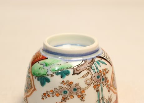 明治前期色絵松竹梅と鳥図向付