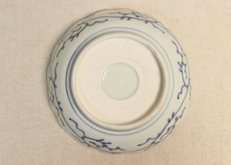 江戸幕末金彩染付松竹梅に鶴亀図なます皿②フリモノ