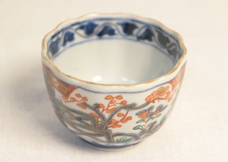 明治前期色絵二方梅図向付
