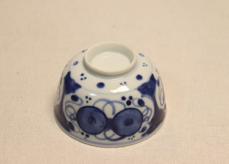 江戸幕末染付鼓図蓋茶碗