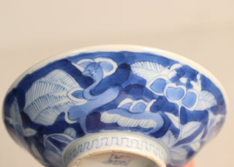 江戸幕末濃み埋め鳳凰と花図飯茶碗