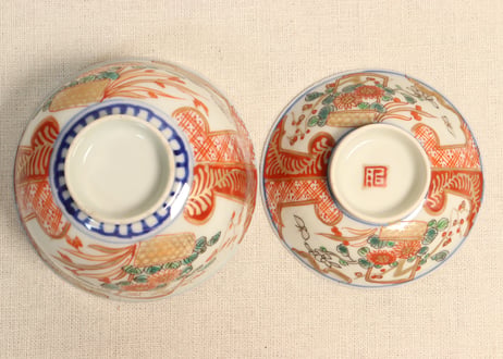 明治前期色絵菊花籠図飯茶碗③高台ひっつき