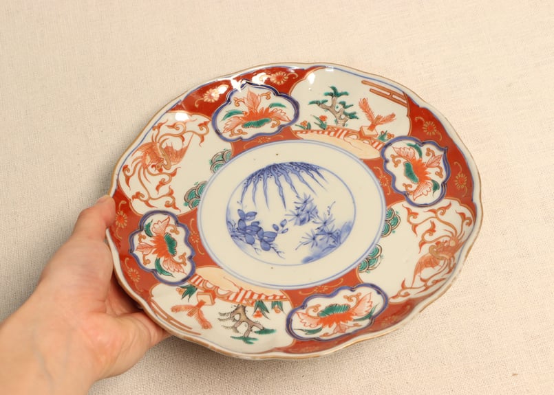 明治前期色絵鳳凰と蘇鉄図7寸皿 5客組 釉飛び有り | 吉祥寺PukuPuku