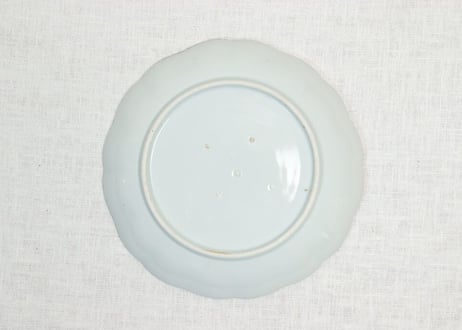 江戸幕末染付柳に牡丹図7寸皿