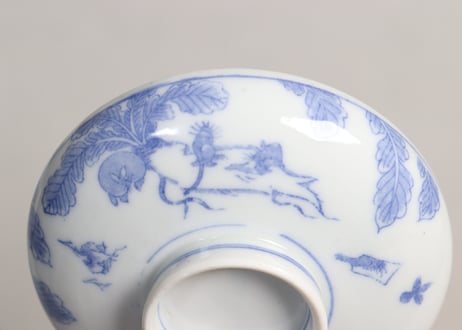 明治後期～大正銅判鼠大根図蓋茶碗③蓋小ニュウ