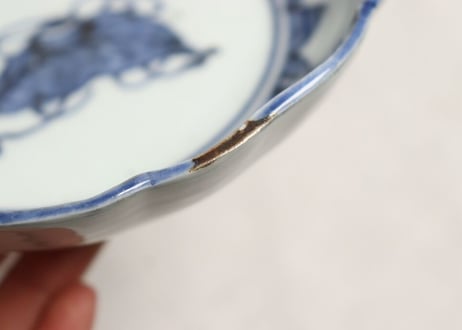 江戸幕末染付茄子図なます皿5客組