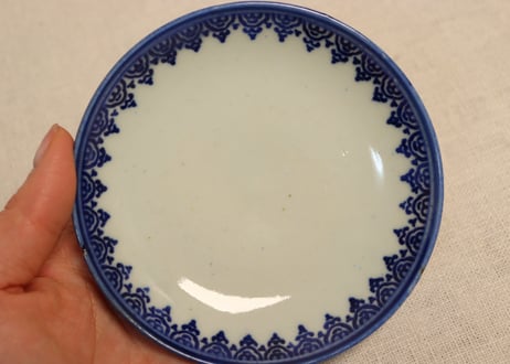 明治前期紙刷蛸唐草図蓋茶碗