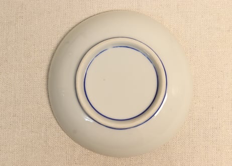 大正~昭和戦前染付三方に葉と花図小皿