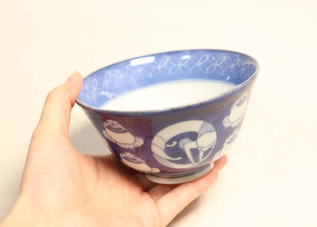 江戸後期染付団龍と宝珠図蓋茶碗
