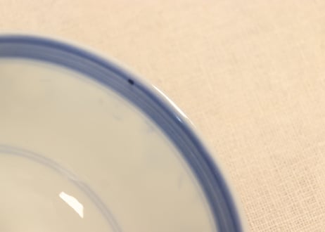 江戸幕末染付鼓図蓋茶碗