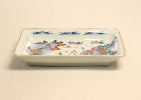 江戸後期色絵山水図長皿②　少かたつき