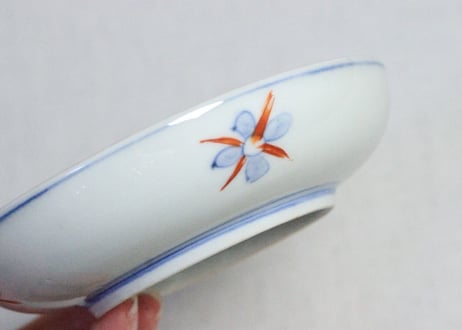 明治前期色絵三方に魚図小皿①　濃いめ