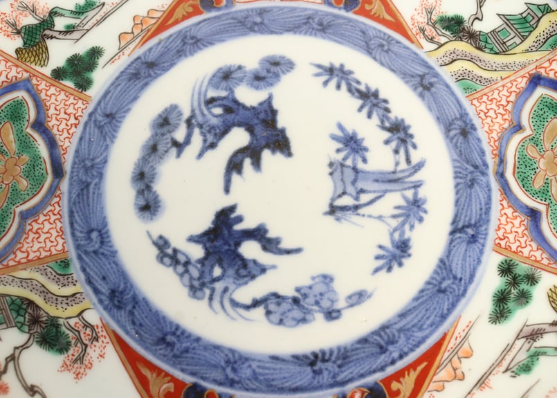 江戸中期色絵山水と牡丹図7寸皿 5客組 | 吉祥寺PukuPuku