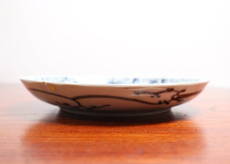 江戸中期染付花唐草図7寸皿②甘手,ホツ