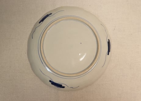 明治前期色絵六方に牡丹図7寸皿②ノミホツ,ムシクイ