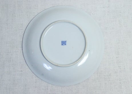 大正～昭和戦前染付総柄牡丹図通り物5寸皿