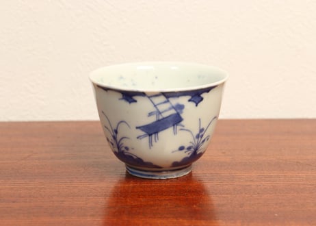 古平戸焼 染付 松竹に龍虎の図 蓋付湯呑 み茶碗 茶道具 江戸時代 古平戸焼 染付 松竹に龍虎の図 蓋付湯呑 み茶碗 茶道具
