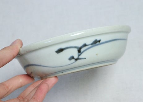江戸後期染付三方に栗図なます皿③　部分甘手