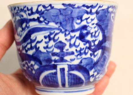 明治前期ベロ藍鳳凰図通り物向付
