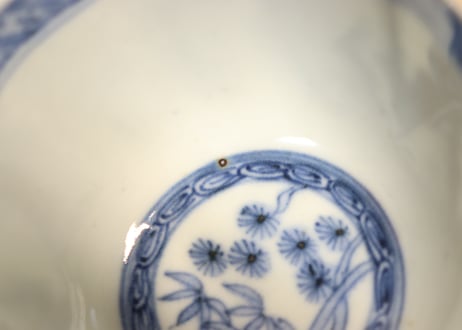 明治前期色絵芦に鳥と牡丹図通り物向付