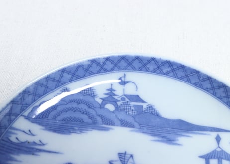 明治後期～大正銅判建物と船図5寸皿
