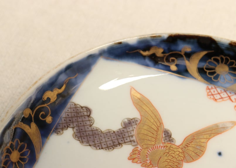 明治前期色絵流水に水鳥図小皿②高台あたり傷 | 吉祥寺PukuPuku