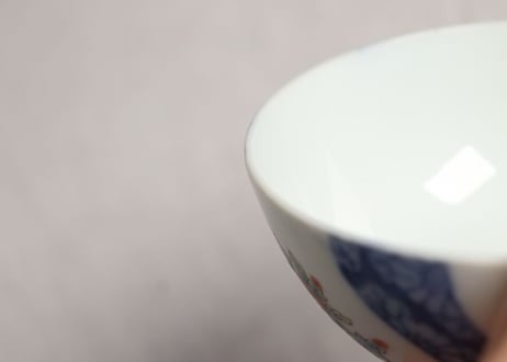 大正～昭和戦前色絵牡丹に捻子文蓋茶碗